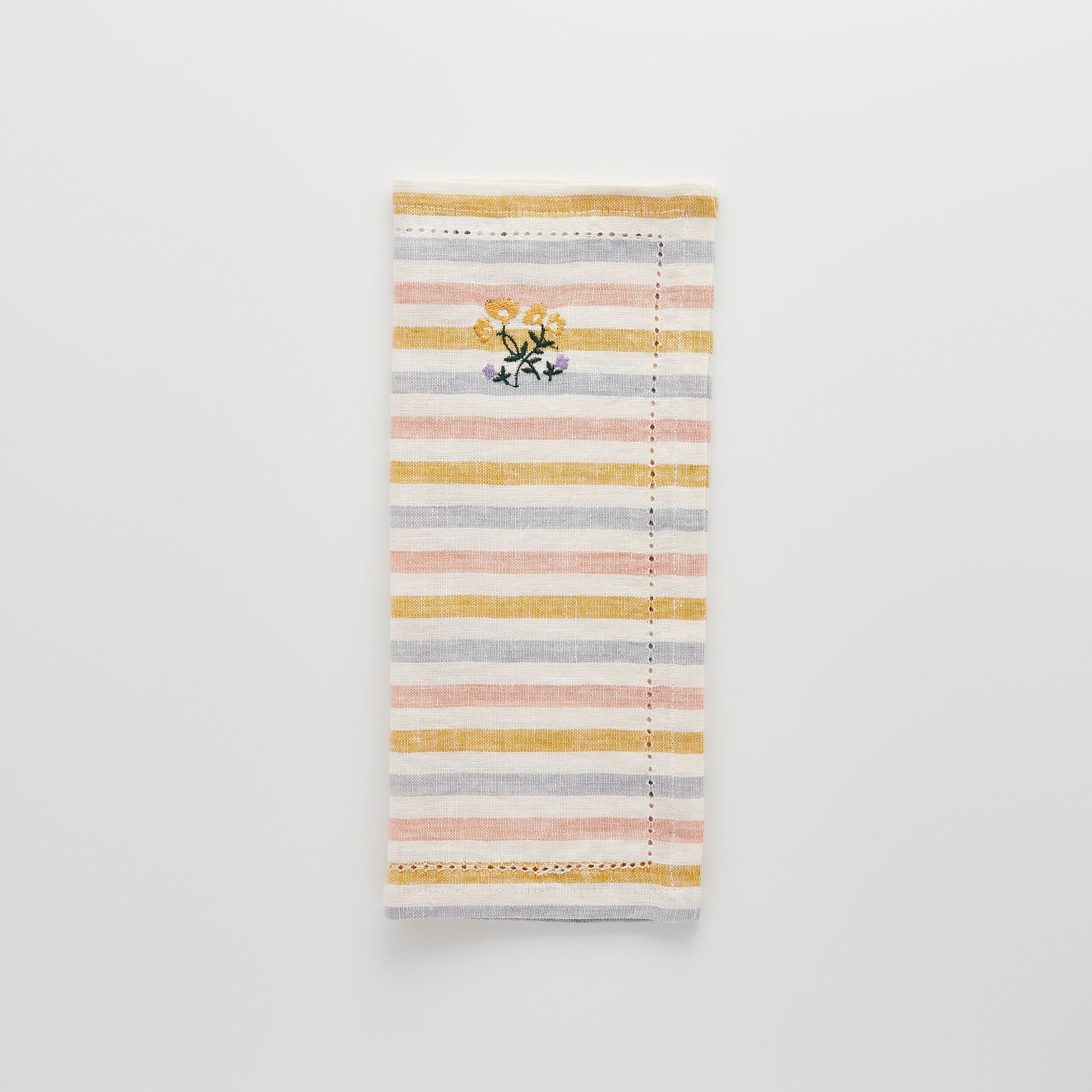 Summer Stripe embroidered napkin/placemat Vanilla