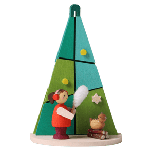 Tree Winter Kid with Cat Ornament (Set of 1)
