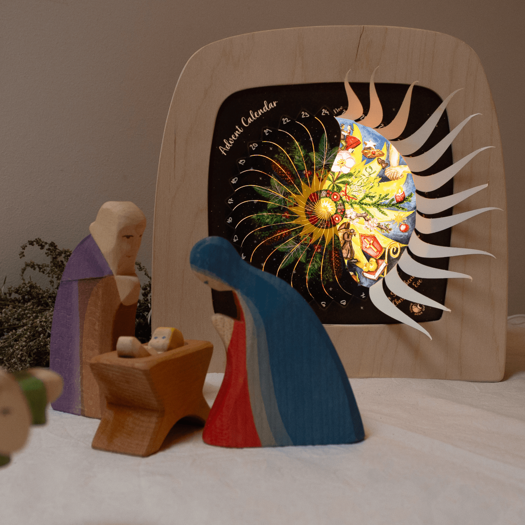 Toverlux Silhouette: Advent Calendar Sonne Mond und Erde (English)