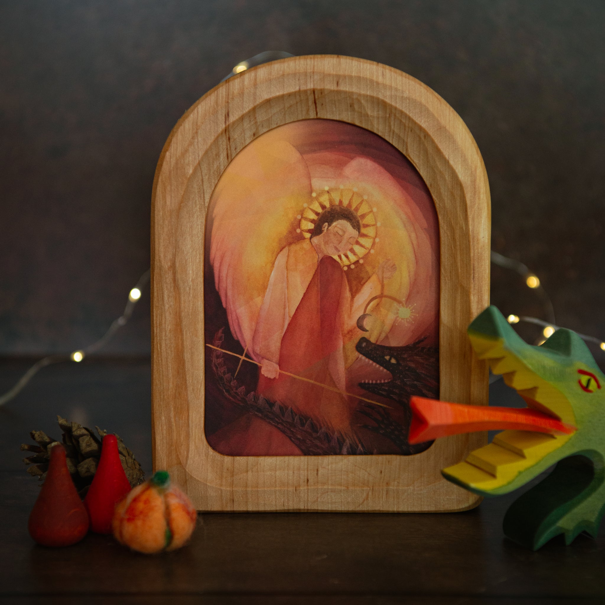 Wooden Picture Frame - Semi Oval Standing A6 Portrait Format