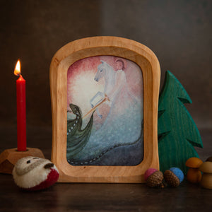 Wooden Picture Frame - Curved Standing A6 Portrait Format