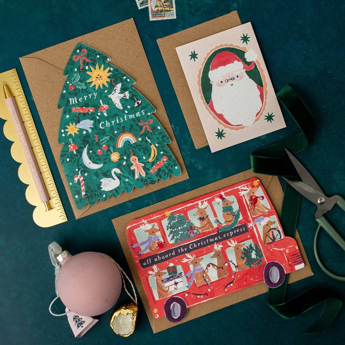 Reindeer Bus Christmas Card