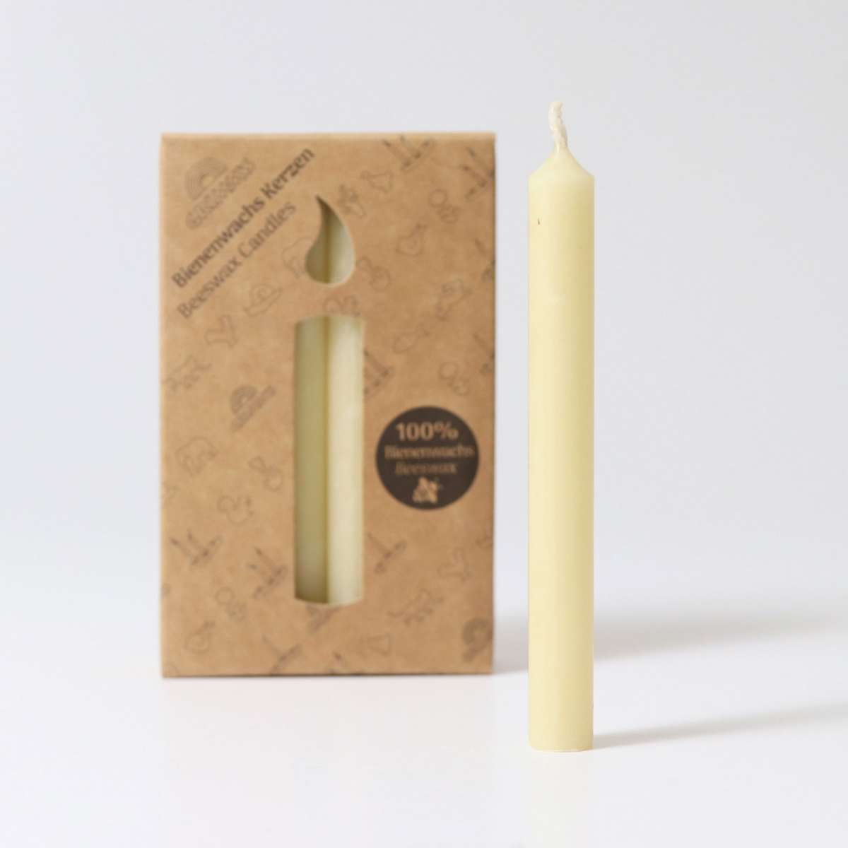 Grimm's Creme Beeswax Candles (100%) 12 pcs