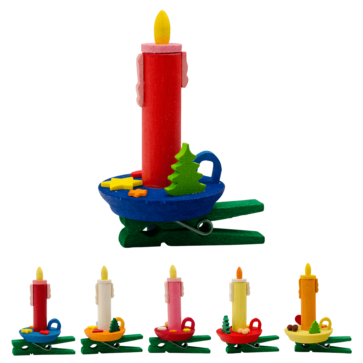 Candle set with clip (6 pieces)