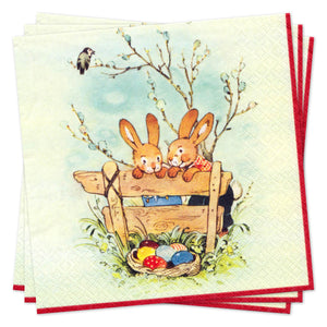 Napkins Rabbits with Easter Eggs