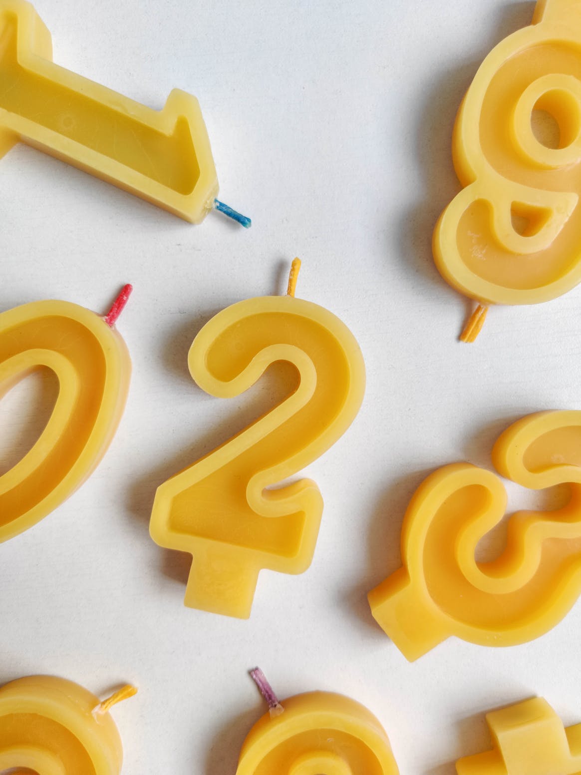 Natural Beeswax Number Candles (colored wick)