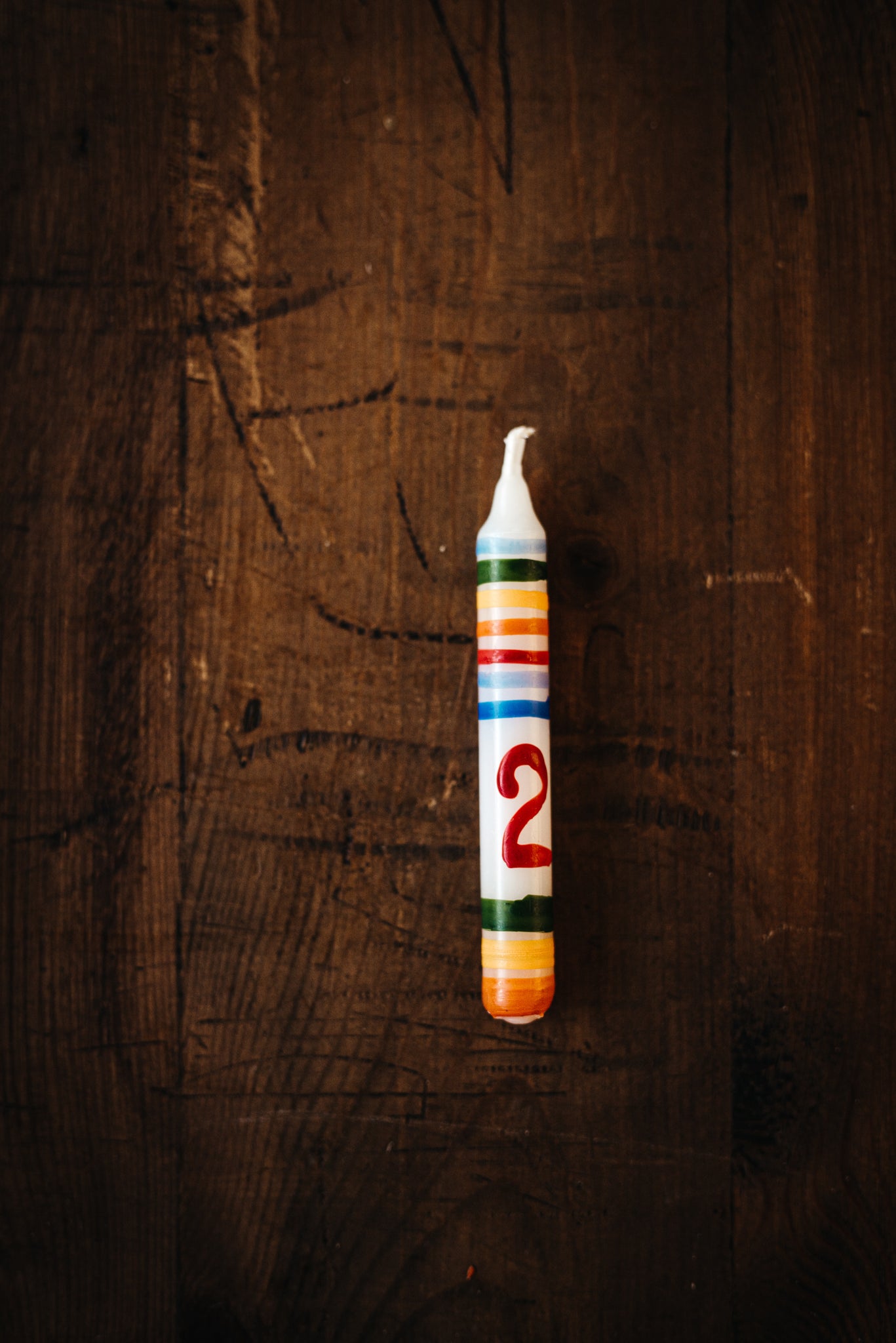 Rainbow Stripe Candle with Number