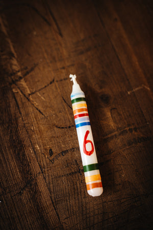 Rainbow Stripe Candle with Number