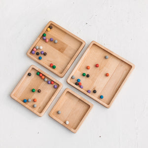4 wooden sorting plates SQUARE